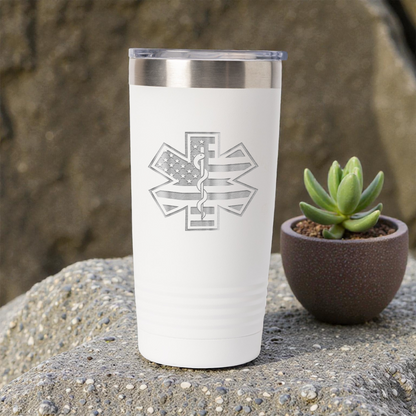 20oz Stainless Steel Tumbler with Medical Star Design, EMT Gift, Hot and Cold Drinkware