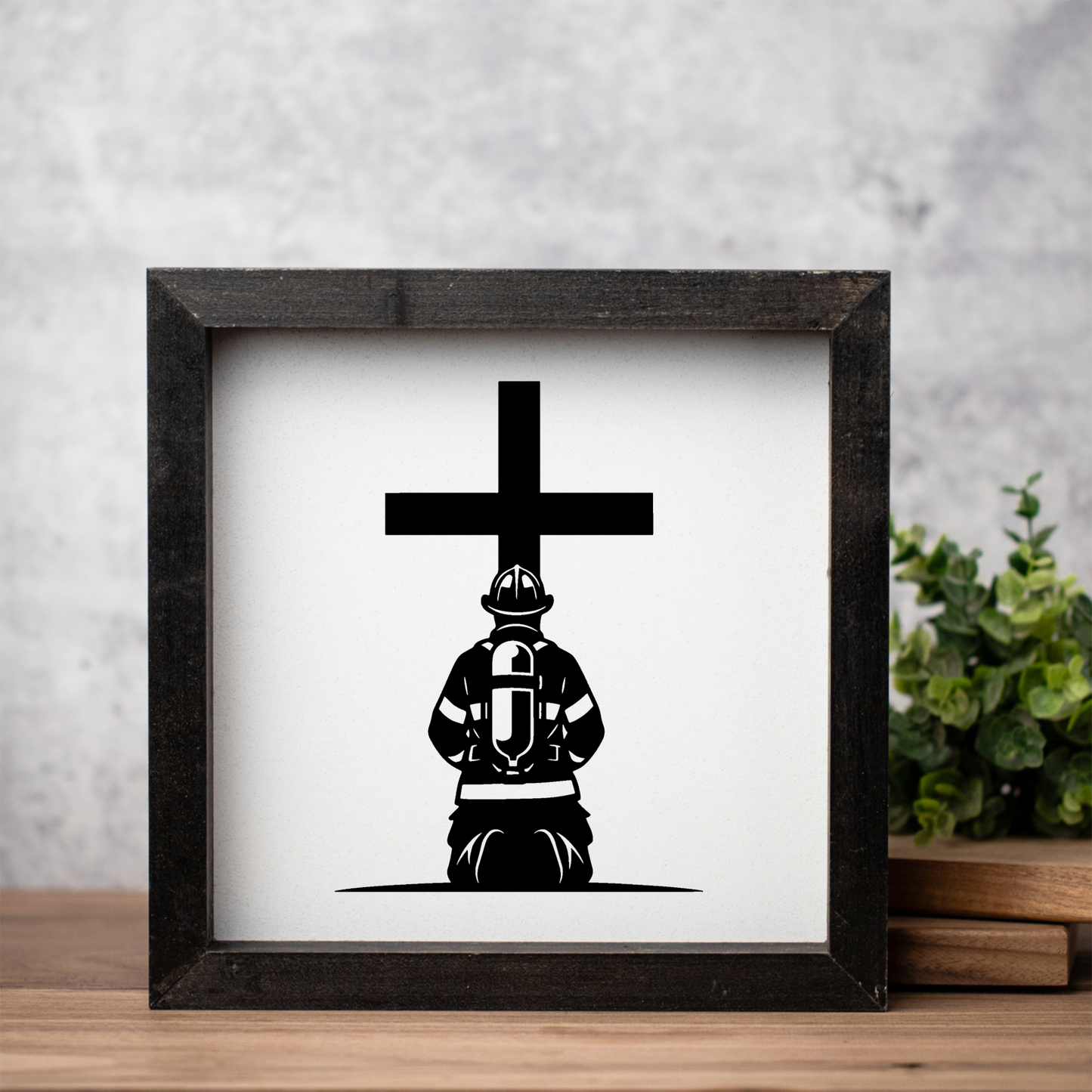 Firefighter 1:1 Wooden Framed Decor, Firefighter Handcrafted Wall Art, Perfect for Home or Office Decor