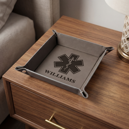 Personalized EMS Vegan Leather Snap Up Tray