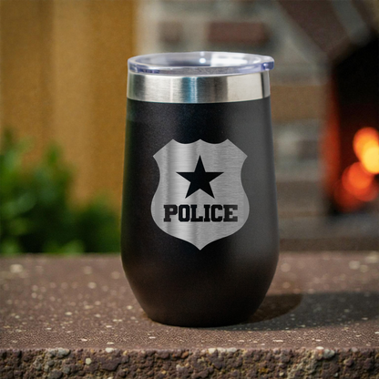 16oz Stainless Steel Wine Tumbler with Police Badge Design