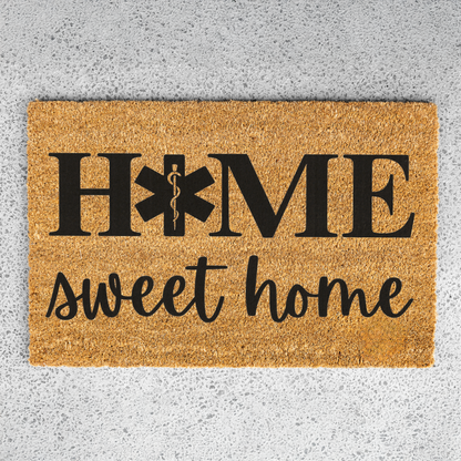 EMS Home Sweet Home Doormat | EMT Welcome Mat | Paramedic Housewarming Gift | Emergency Medical Services Door Mat | EMT Home Decor