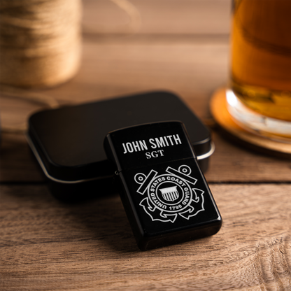 Coast Guard Personalized Engraved Lighter with Military Design, Custom Gift for Coast Guard Veterans, Gift for Military Veterans Lighter