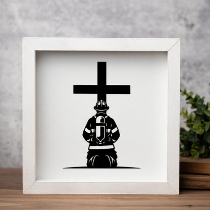 Firefighter 1:1 Wooden Framed Decor, Firefighter Handcrafted Wall Art, Perfect for Home or Office Decor