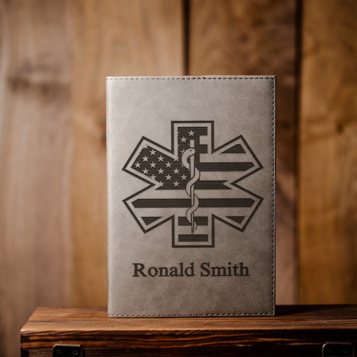 Personalized Leather Journal with Medical Design