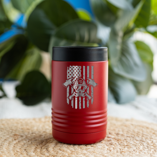 Firefighter Insulated Beverage Holder, Fire Dept Gift, Keeps Drinks Cool