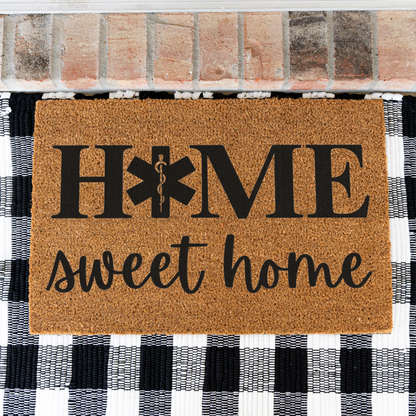 EMS Home Sweet Home Doormat | EMT Welcome Mat | Paramedic Housewarming Gift | Emergency Medical Services Door Mat | EMT Home Decor