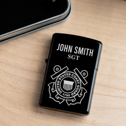 Coast Guard Personalized Engraved Lighter with Military Design, Custom Gift for Coast Guard Veterans, Gift for Military Veterans Lighter