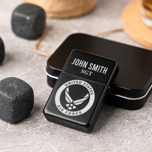 Air Force Engraved Military Lighter, Custom Name and Rank, Personalized Gift for Veterans, Air Force Gifts Engraved Lighter
