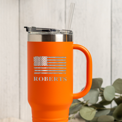 40oz Tumbler with Custom American Flag Design