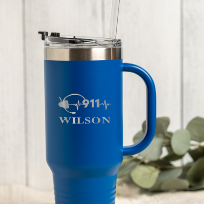 Custom 40oz Tumbler with 911 Dispatcher Design