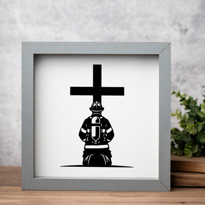 Firefighter 1:1 Wooden Framed Decor, Firefighter Handcrafted Wall Art, Perfect for Home or Office Decor