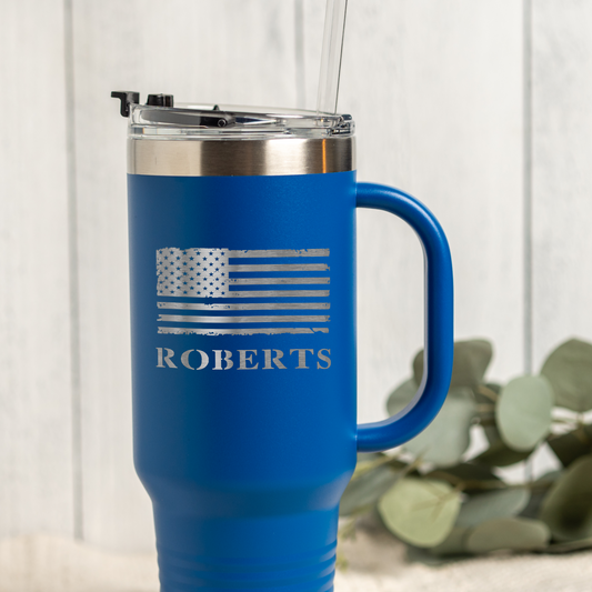 40oz Tumbler with Custom American Flag Design