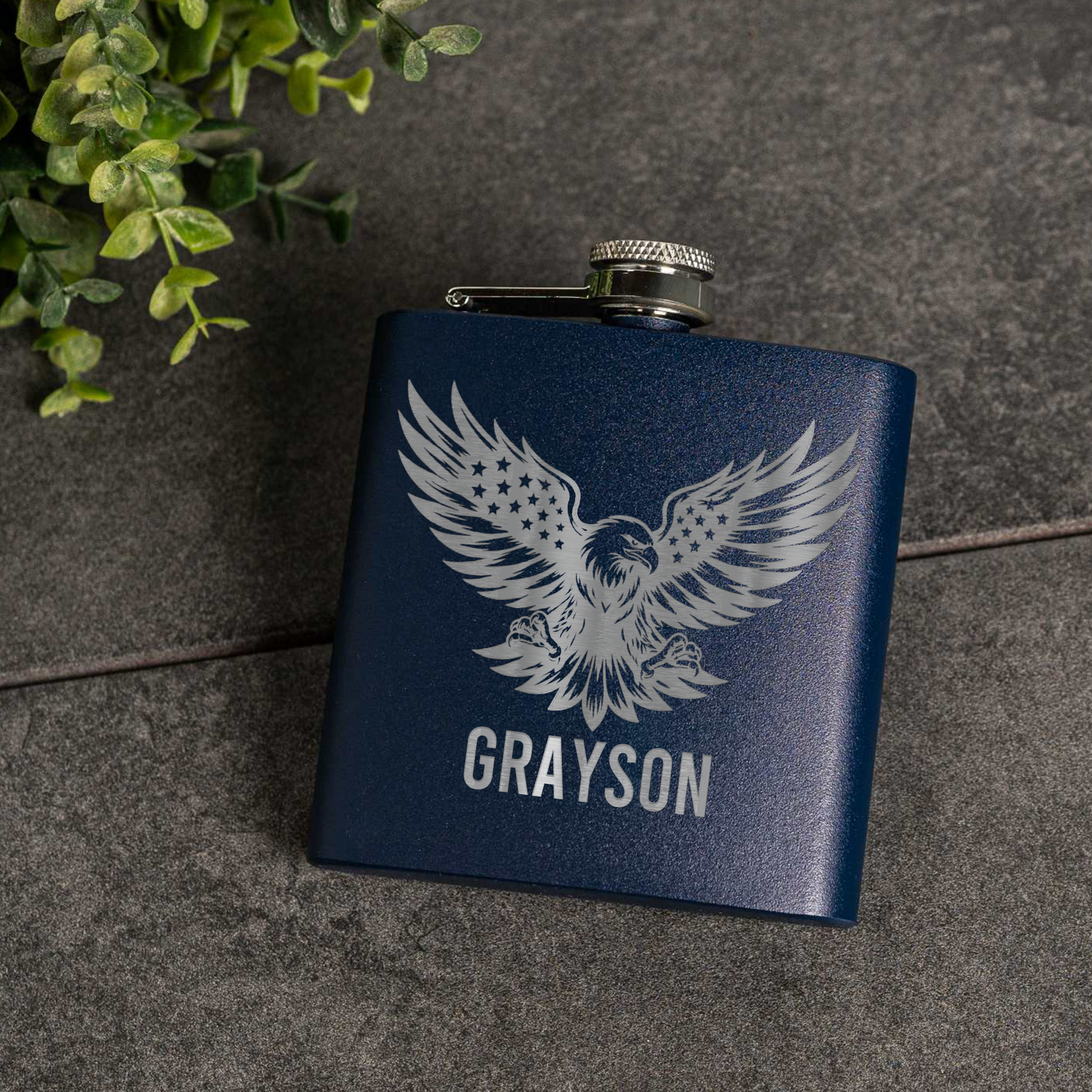 6oz Powder Coated Flask with Eagle Design