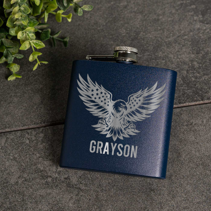 6oz Powder Coated Flask with Eagle Design