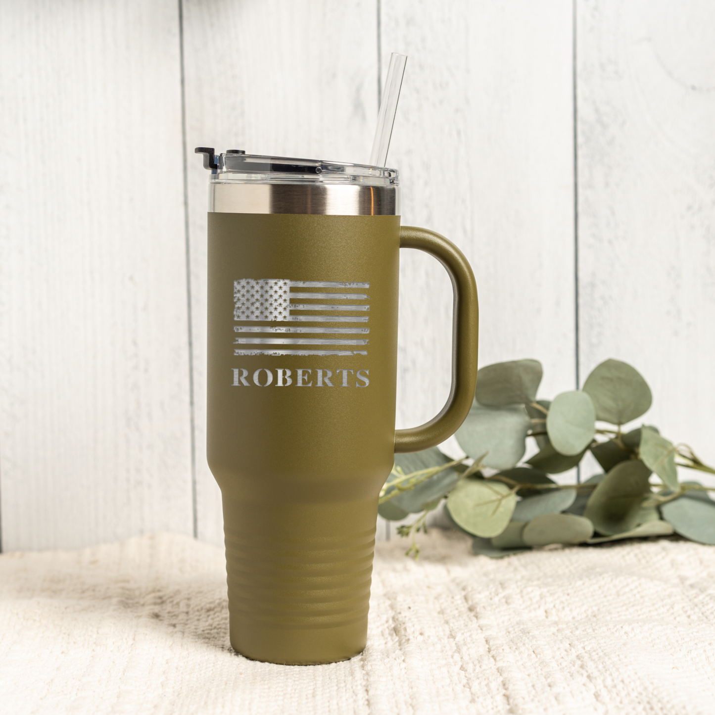 40oz Tumbler with Custom American Flag Design