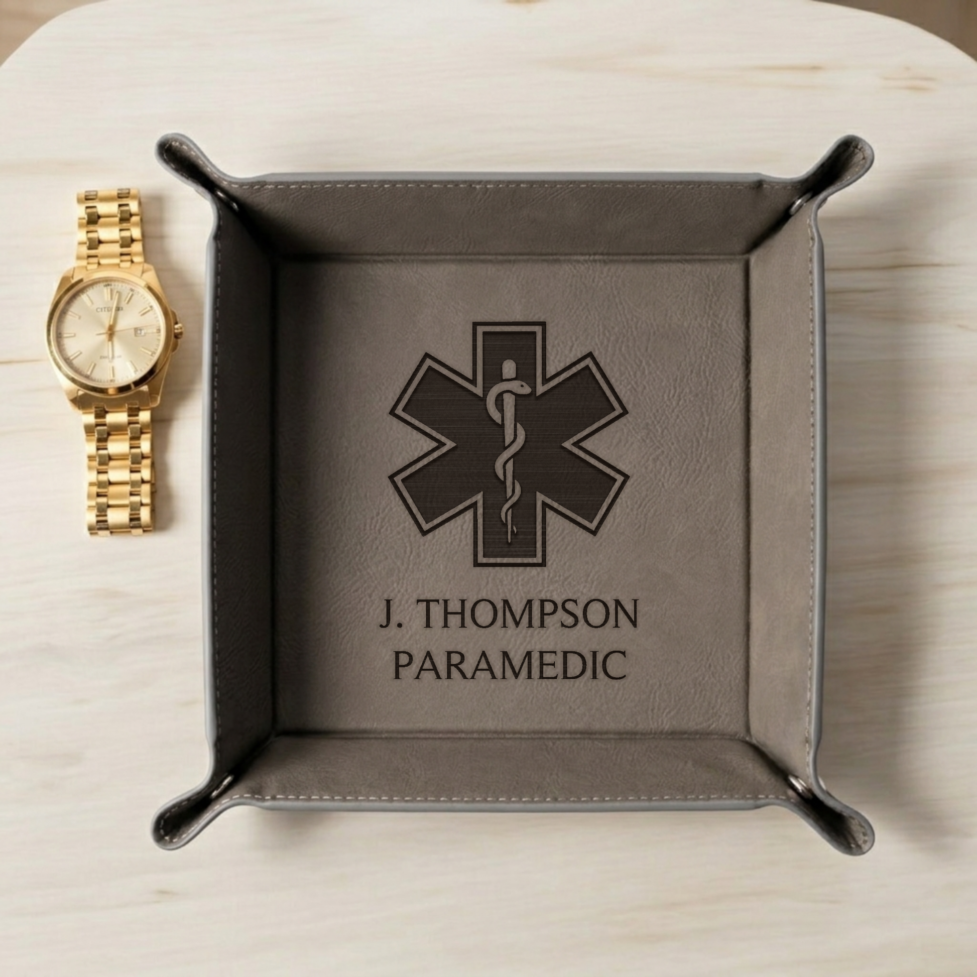 Custom EMS Vegan Leather Snap Up Tray
