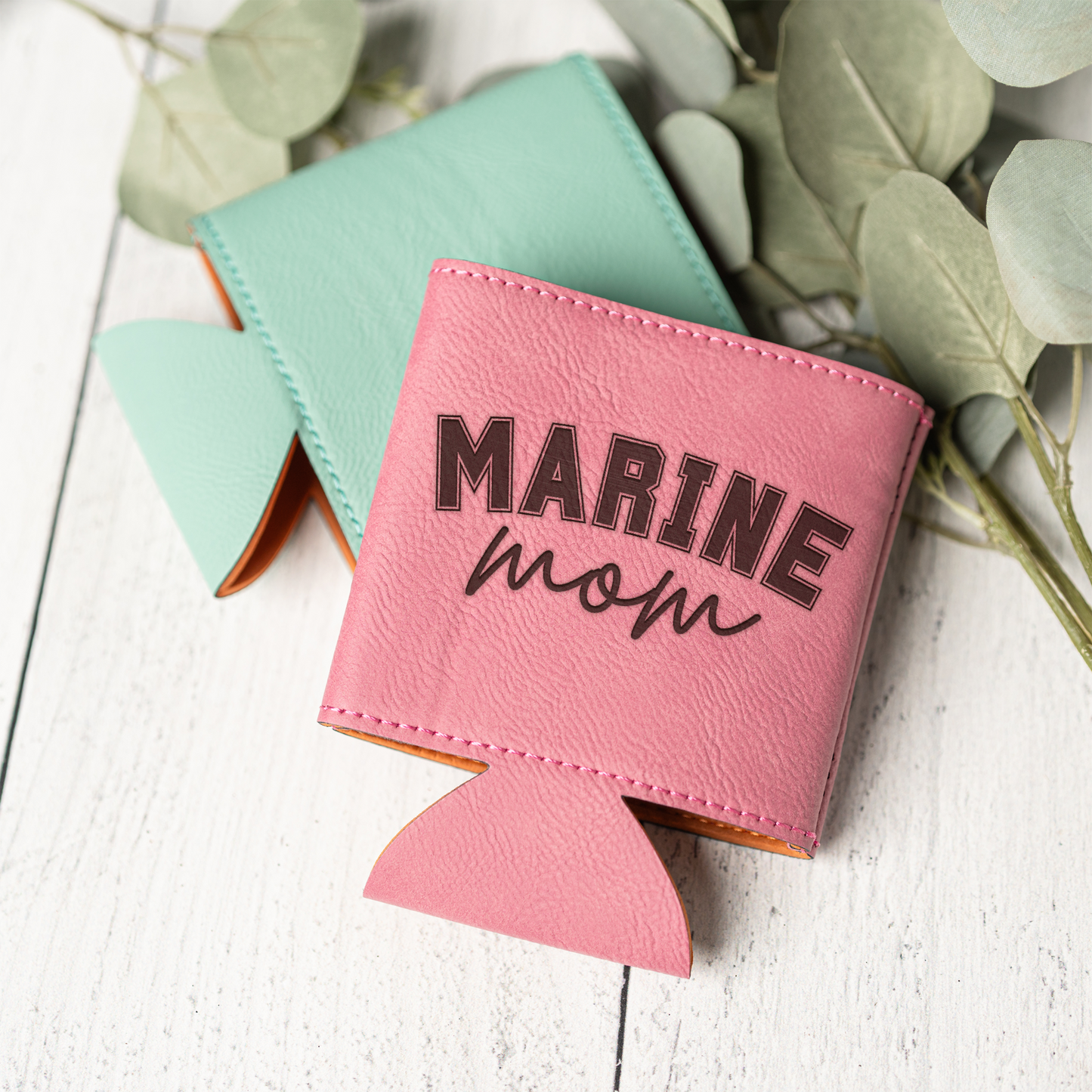 Marine Mom Leather Beverage Holder