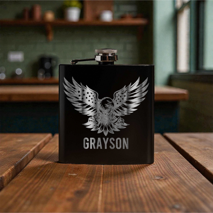 6oz Powder Coated Flask with Eagle Design