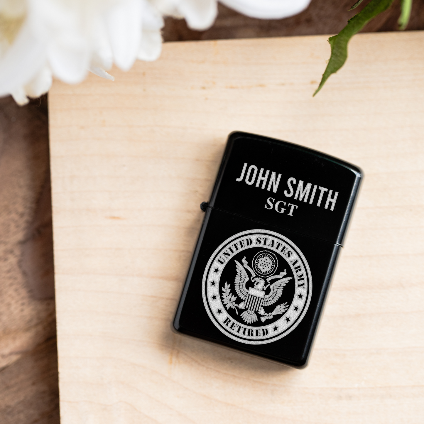 Retired Military Veteran Personalized Engraved Lighter, Custom Military Gift, Retired Army Keepsake, Retired Army Vet Gifts