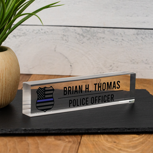 Custom Law Enforcement Clear Acrylic Desk Wedge