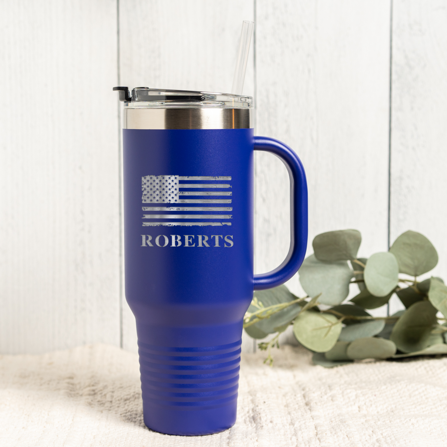 40oz Tumbler with Custom American Flag Design