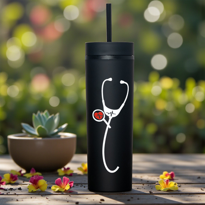 Personalized 16oz Acrylic Tumbler - Heartbeat Stethoscope Design