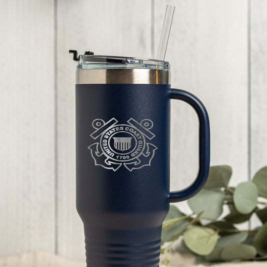 40oz Tumbler with Coast Guard Design, Insulated Travel Mug, Stainless Steel, Perfect Gift