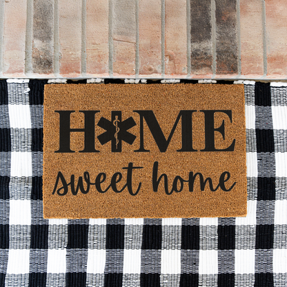 EMS Home Sweet Home Doormat | EMT Welcome Mat | Paramedic Housewarming Gift | Emergency Medical Services Door Mat | EMT Home Decor