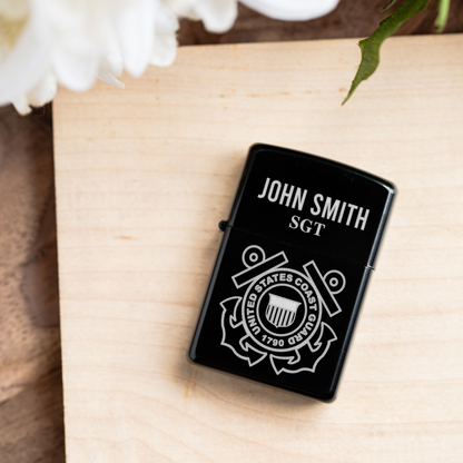 Coast Guard Personalized Engraved Lighter with Military Design, Custom Gift for Coast Guard Veterans, Gift for Military Veterans Lighter