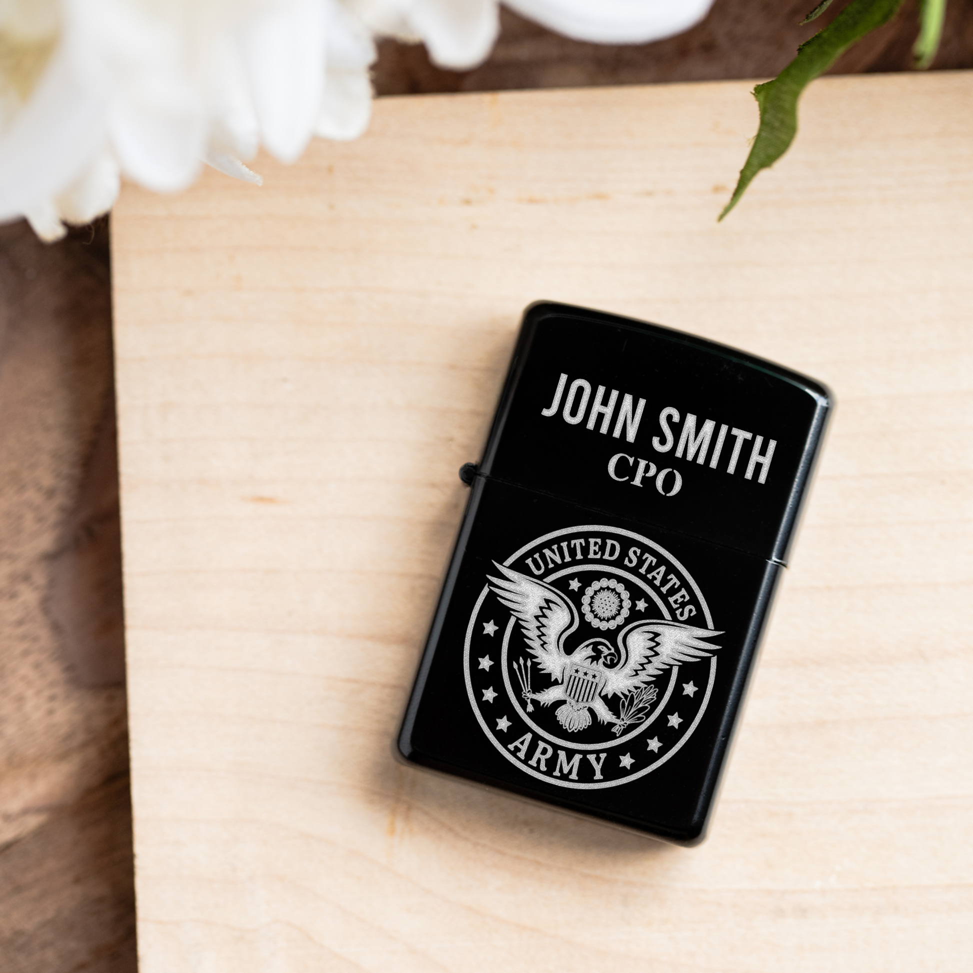 Engraved Lighter with Custom Army Military Design, Personalized Gift for Veterans, Custom Army Gifts, Engraved Lighter With Name