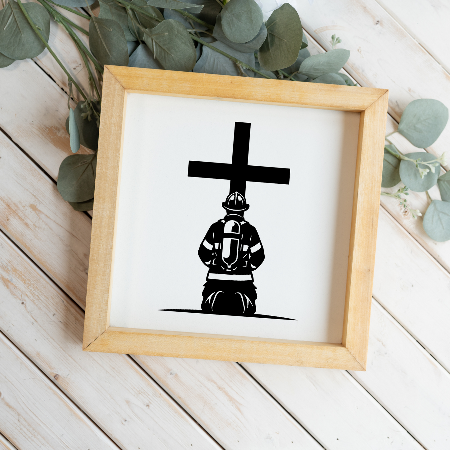 Firefighter 1:1 Wooden Framed Decor, Firefighter Handcrafted Wall Art, Perfect for Home or Office Decor