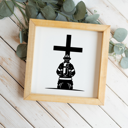 Firefighter 1:1 Wooden Framed Decor, Firefighter Handcrafted Wall Art, Perfect for Home or Office Decor