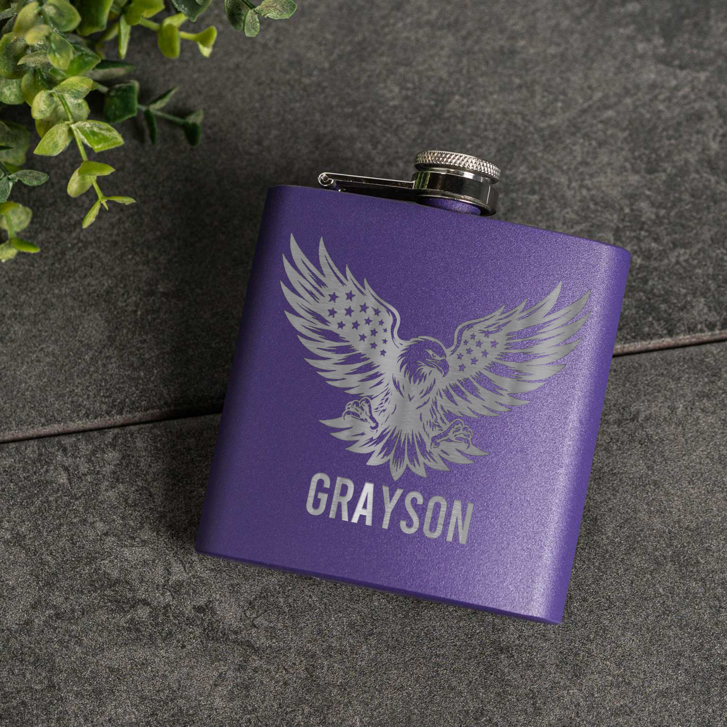 6oz Powder Coated Flask with Eagle Design