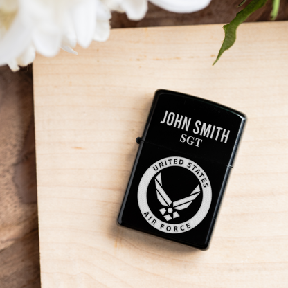 Air Force Engraved Military Lighter, Custom Name and Rank, Personalized Gift for Veterans, Air Force Gifts Engraved Lighter