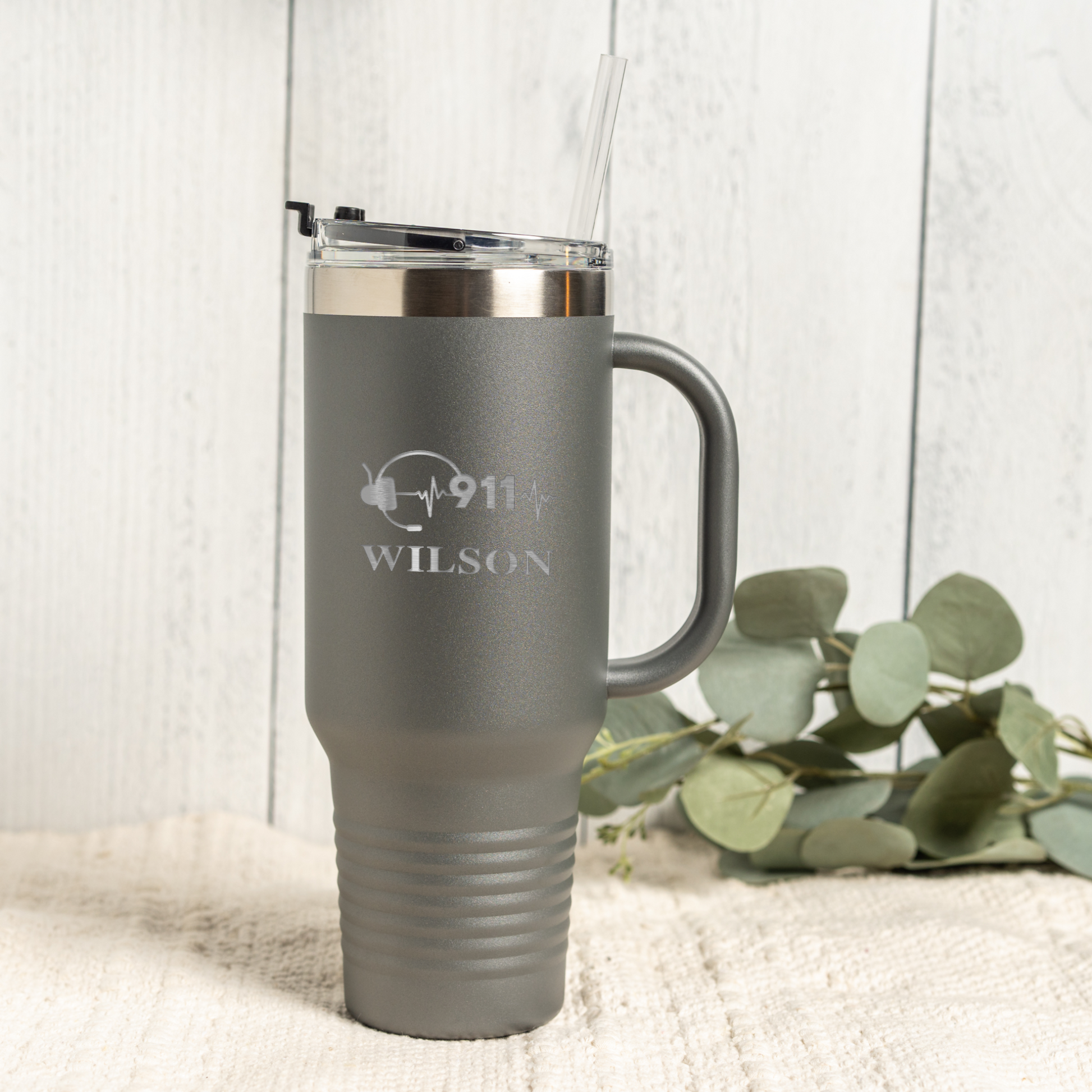 Custom 40oz Tumbler with 911 Dispatcher Design