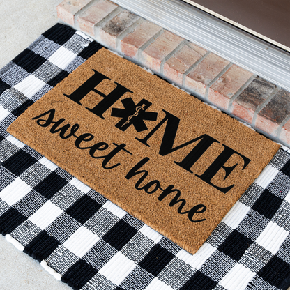 EMS Home Sweet Home Doormat | EMT Welcome Mat | Paramedic Housewarming Gift | Emergency Medical Services Door Mat | EMT Home Decor