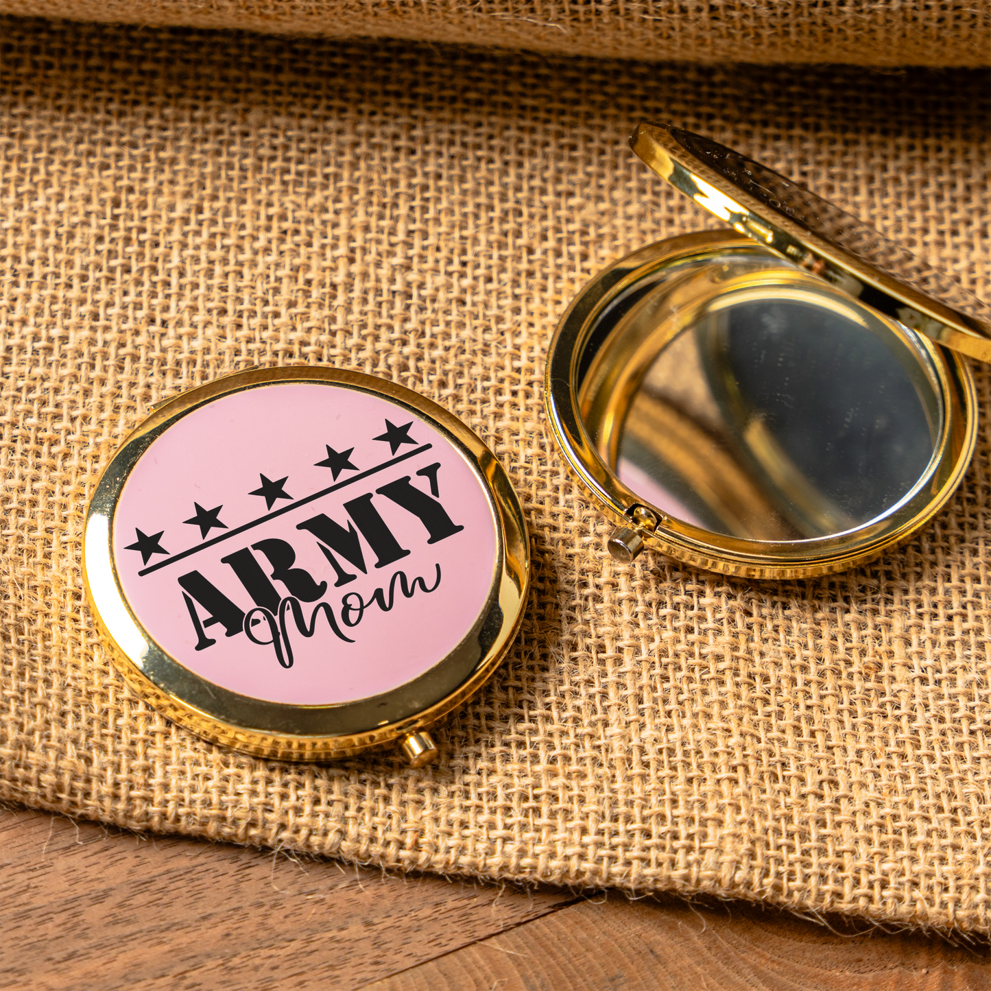 Army Mom Compact Mirror, Stylish Pocket Mirror, Gift for Military Moms, Portable Makeup Accessory