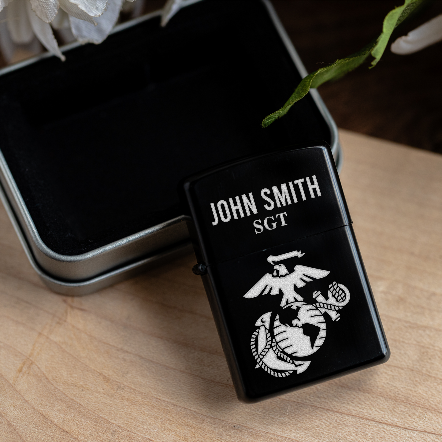 Marine Corps Custom Engraved Lighter with Military Design, Personalized Gift for Veterans, Marine Corps Gift Lighter Engraved