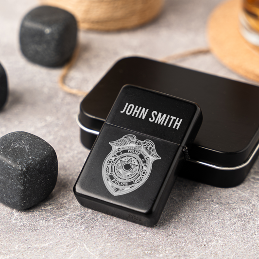 Police Personalized Engraved Lighter with Custom Police Badge Design, Perfect Gift for Him, Custom Police Gifts Engraved Custom Lighter