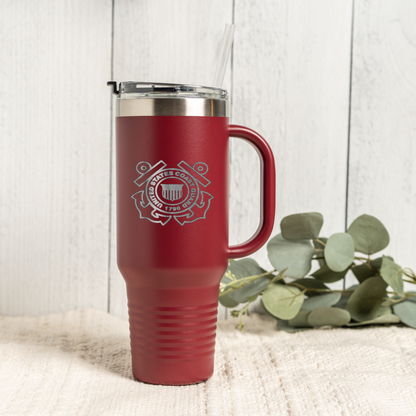 40oz Tumbler with Coast Guard Design, Insulated Travel Mug, Stainless Steel, Perfect Gift