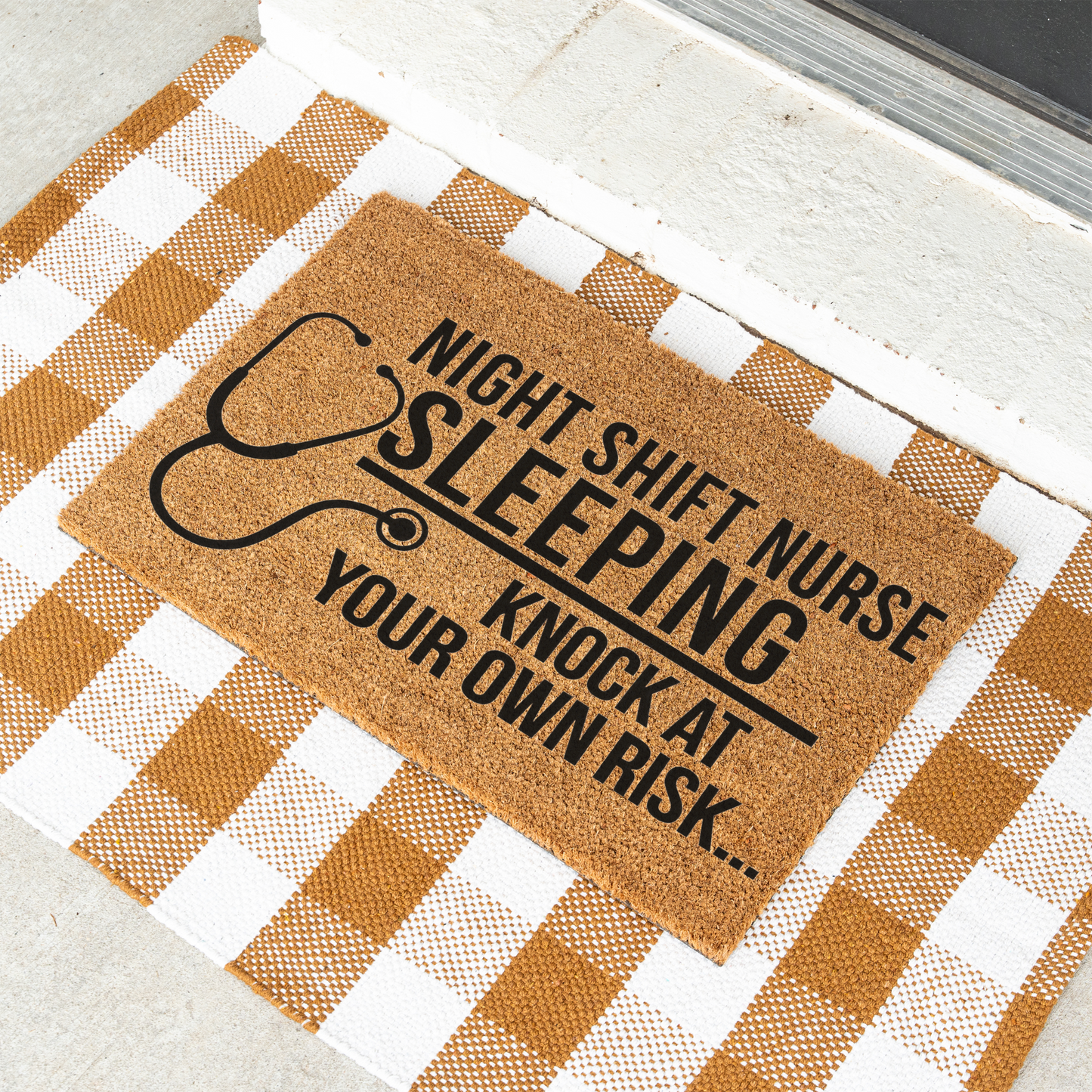 Night Shift Nurse Sleeping Doormat, Funny Nurse Gift, Knock at Your Own Risk