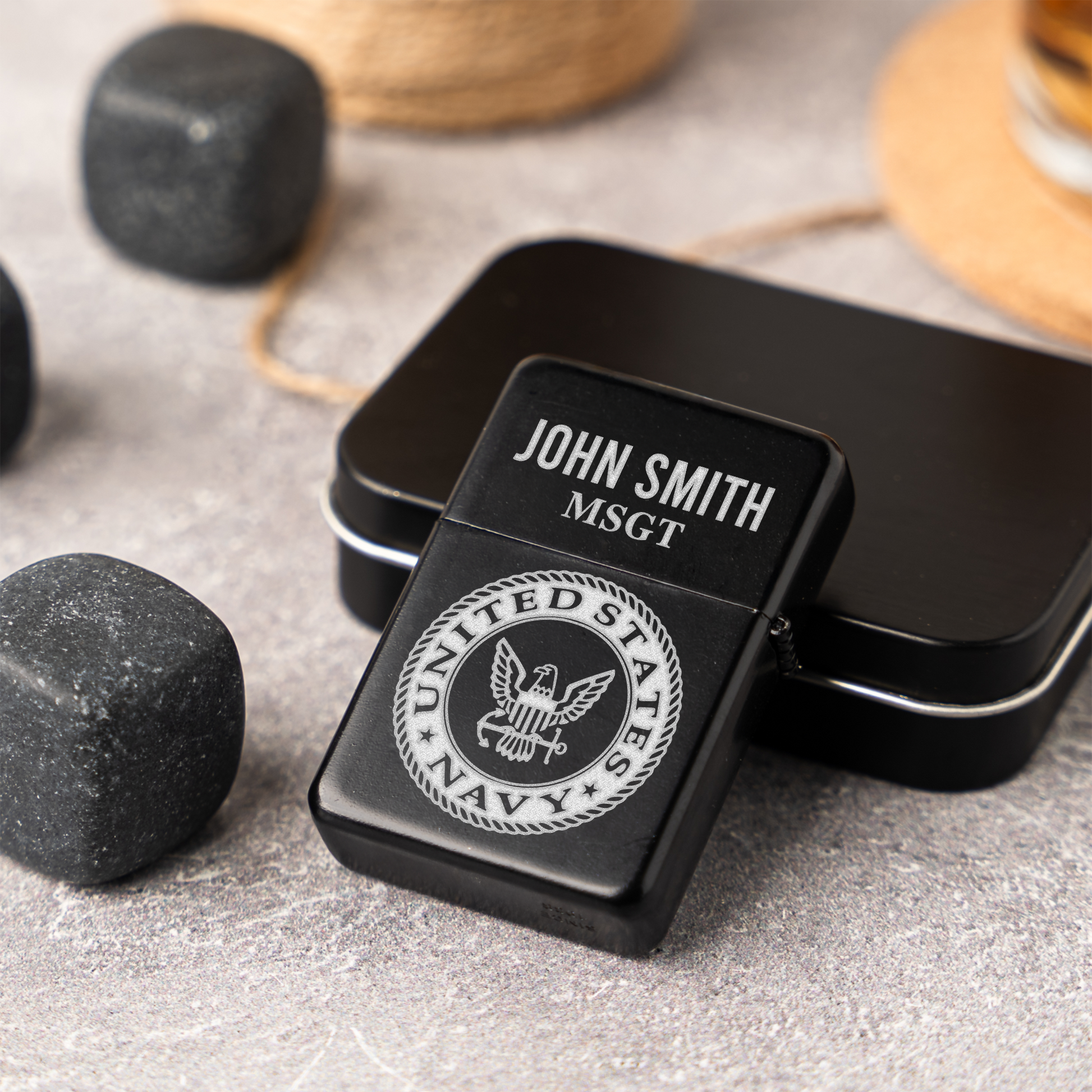 US Navy Custom Engraved Lighter, Personalized Gift for Veterans, Unique Keepsake, Perfect for Navy Veterans, Custom Lighter