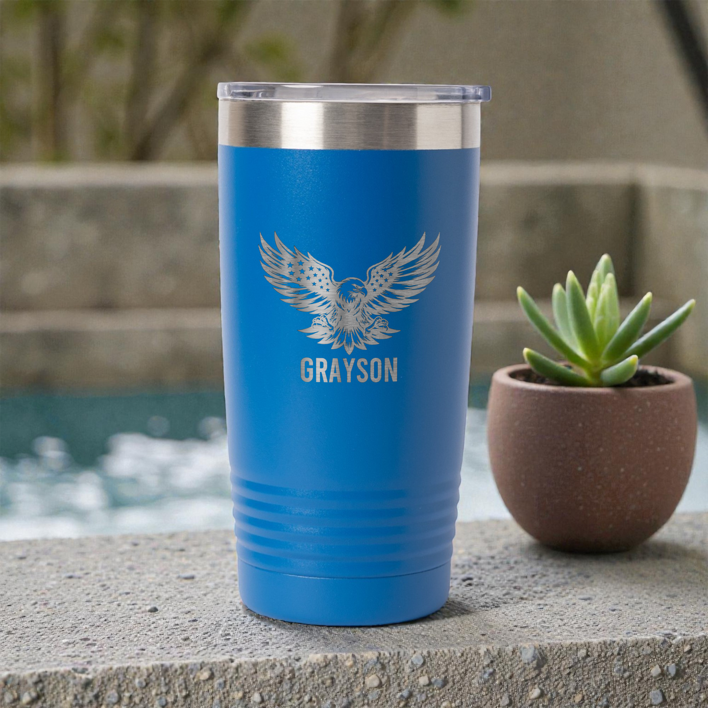 20oz Stainless Steel Tumbler with Eagle Design