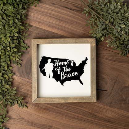 Home of the Brave Wooden Framed Decor