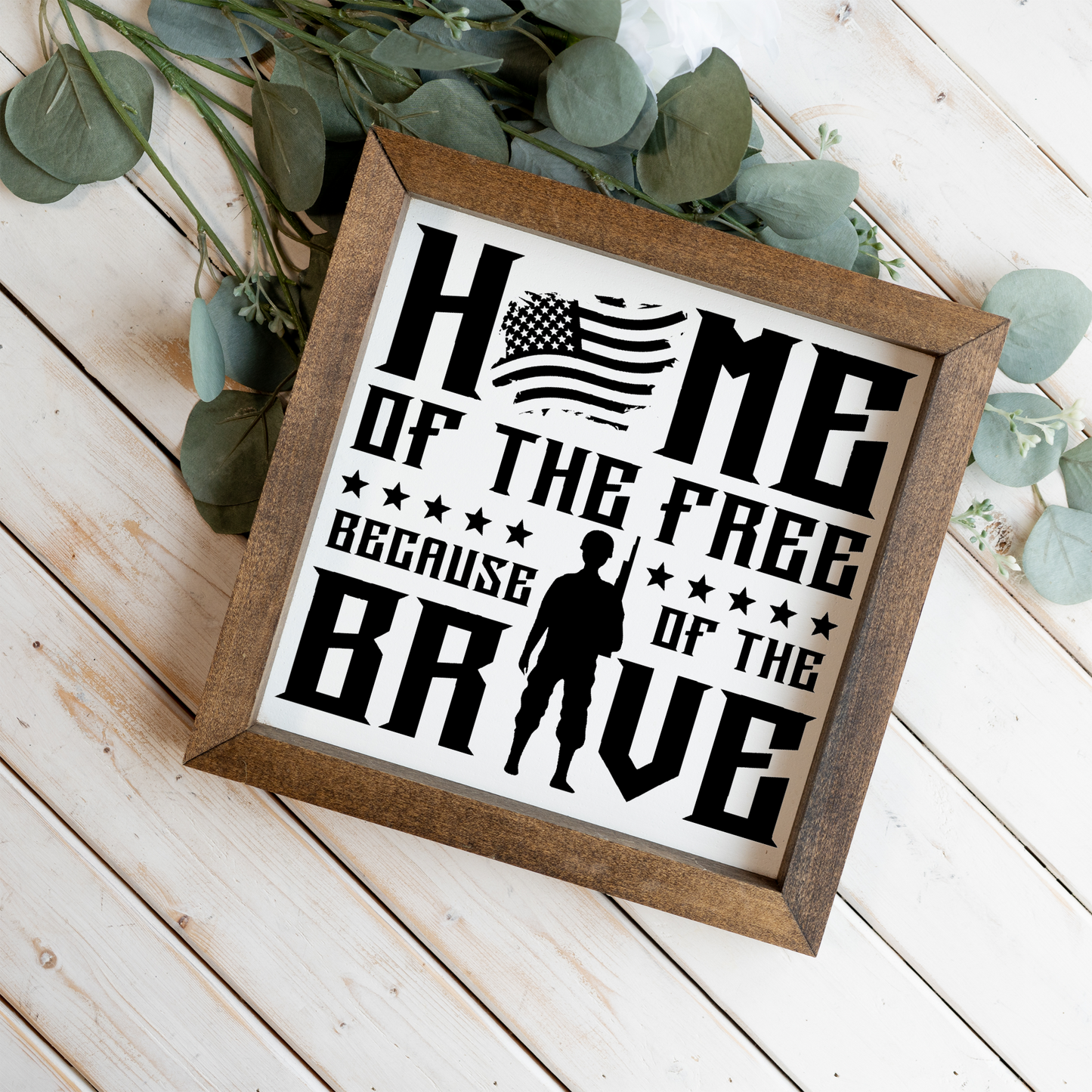 Home of the Free Because of the Brave Framed Sign