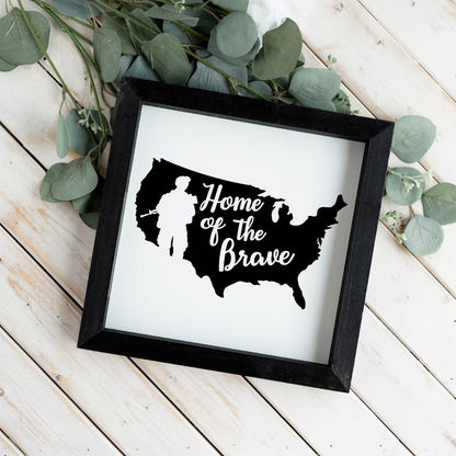 Home of the Brave Wooden Framed Decor