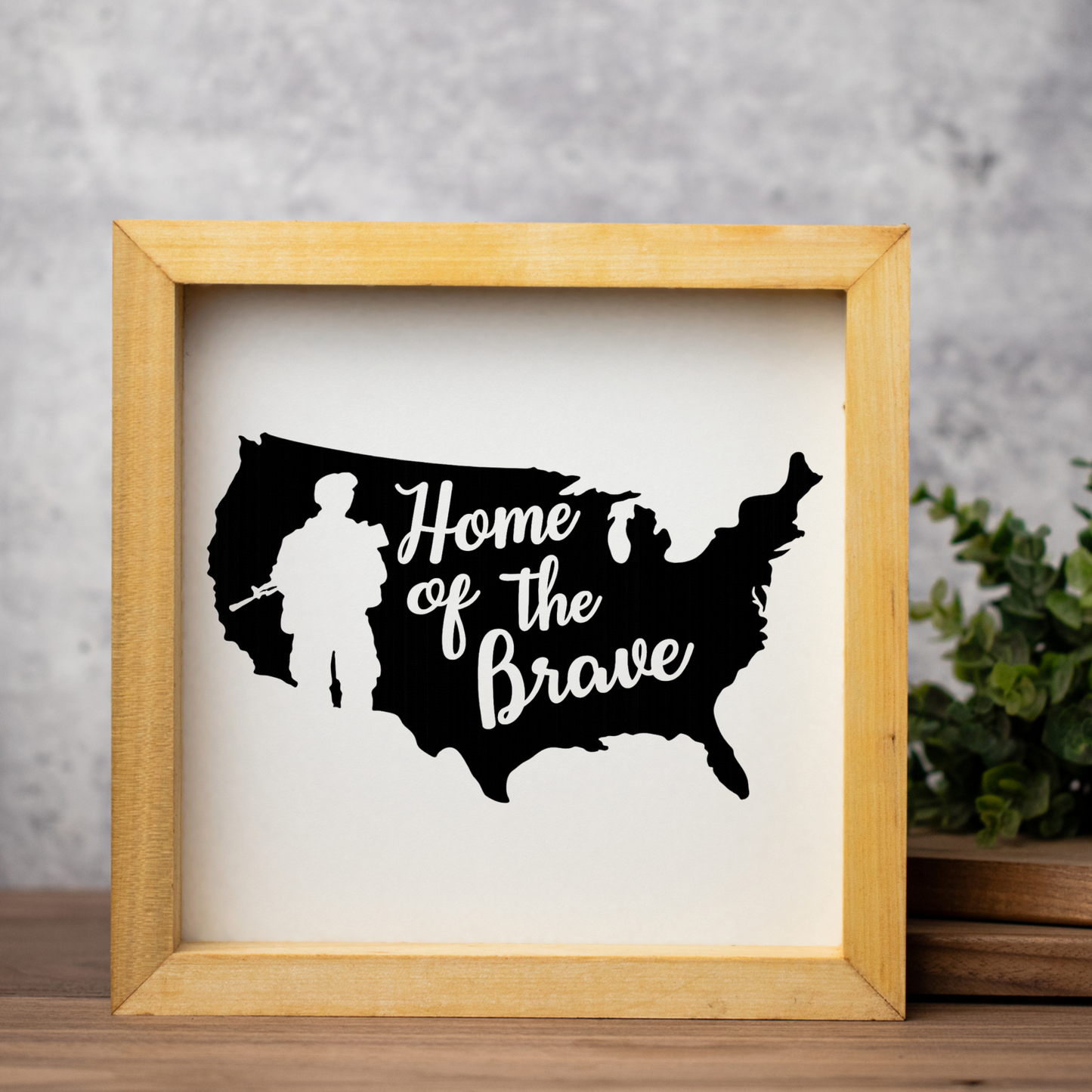 Home of the Brave Wooden Framed Decor