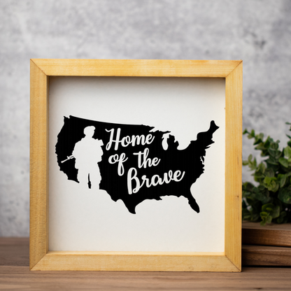 Home of the Brave Wooden Framed Decor