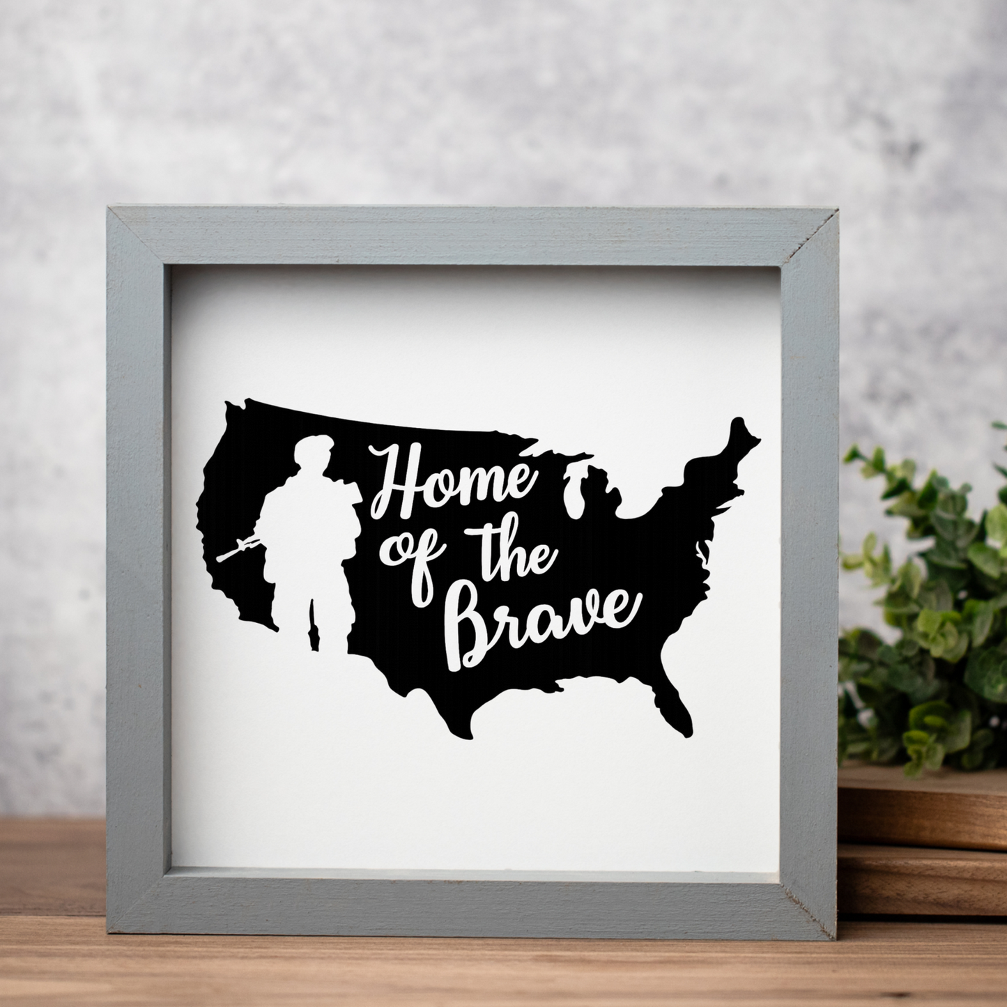 Home of the Brave Wooden Framed Decor