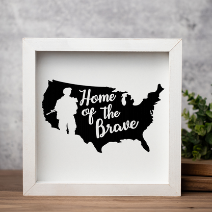 Home of the Brave Wooden Framed Decor